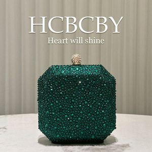 Luxury Emerald <strong>Green</strong> Sparkly Crystal <strong>Clutch</strong> - Elegant Mini Box Evening Bag for Women - Product Image 4