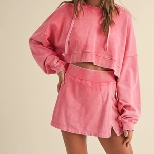 Bán Buôn Tùy Chỉnh Mới Thời Trang Phụ Nữ Giản Dị Áo Thun Áo Ngắn Váy Hai Mảnh Thiết Lập Nhà Sản Xuất - Product Image 3