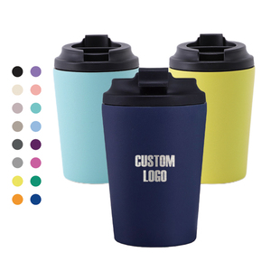 Tazze da <span class=keywords><strong>Caffè</strong></span> Riutilizzabili in Acciaio Inox a <span class=keywords><strong>Doppia</strong></span> <span class=keywords><strong>Parete</strong></span> da 12 oz con Coperchio Antigoccia, Tazza da Viaggio Isolata Riciclabile da 12 oz - Product Image 1