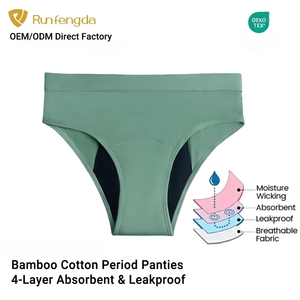 Ropa Interior Menstrual de Bambú y Algodón con Certificación OEKO-TEX, Lavable, Reutilizable, Personalizada, de 4 Capas, a Prueba de Fugas, <span class=keywords><strong>para</strong></span> Flujo Abundante, <span class=keywords><strong>para</strong></span> Mujeres - Product Image 1