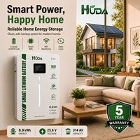 Batterie LiFePO4 8 kWh 25,6 V à décharge profonde avec BMS intégré pour système de stockage d'énergie solaire domestique hybride, batterie lithium haute sécurité