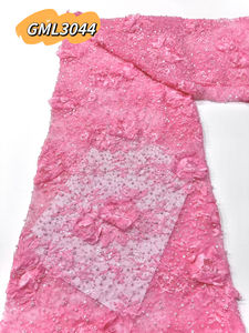 Высококачественное кружево шантильи с 3D-цветами, вышивкой бисером и пайетками на тюлевой сетке, оптовая цена, для свадебных и праздничных платьев - Product Image 5