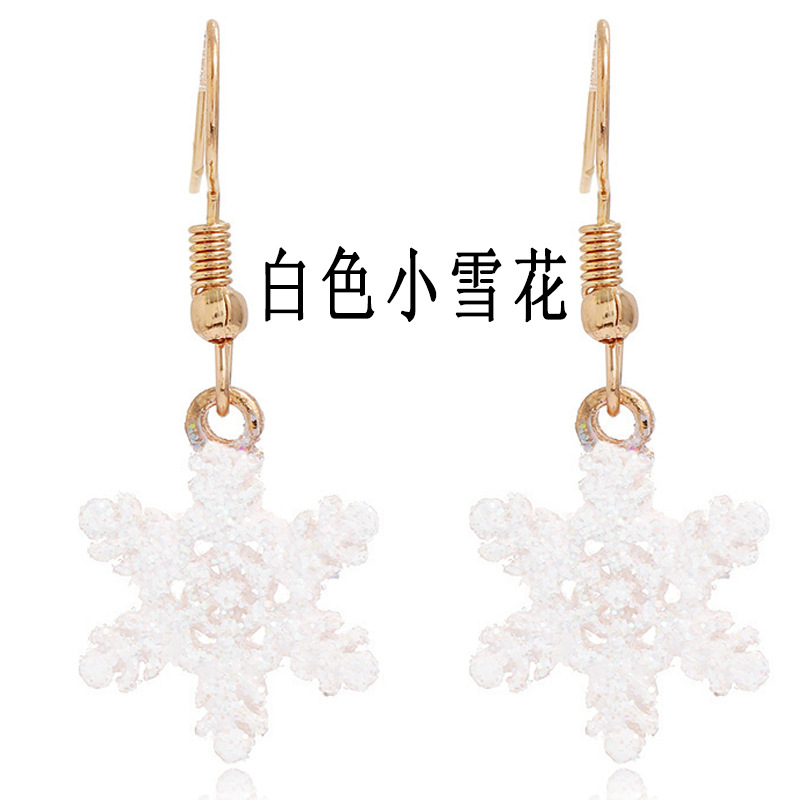 Boucles d'oreilles Noël petits flocons de neige blancs