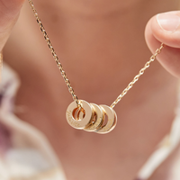 Collier personnalisé Jietao avec pendentifs disques ronds, breloques cercle familial, pendentifs vierges en acier inoxydable plaqué or 18 carats PVD, bijoux gravés