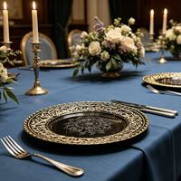 Assiettes de présentation vintage en PP incassable, découpées, pour centre de table, idéales pour salles de banquet et hôtels (vente en gros)