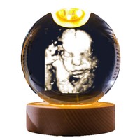 Veilleuse personnalisée avec logo, boule de cristal 3D gravée au laser, portrait de nouveau-né, souvenir commémoratif pour animal de compagnie, cadeau