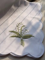 Ensembles de nappes et sets de table brodés à la main motif Muguet, 100% coton, bord festonné, pour la table de mariage