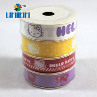 Ruban gros-grain imprimé Hello Kitty en gros, petit rouleau pour nœuds de cheveux pour enfants, emballage cadeau, artisanat DIY