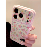 Coques antichoc en acrylique rigide à bords souples, deux-en-un, motif floral, anti-lumière bleue, avec grande fenêtre, pour 16/17; Coques