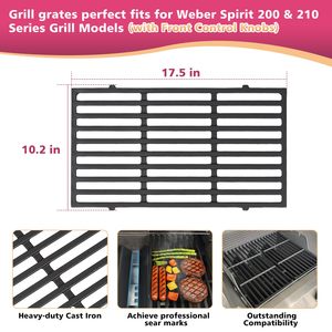 Barres aromatisantes en fonte Senershuo de 15,3'' et 17,5'', grilles de cuisson, pièces de rechange pour barbecue <span class=keywords><strong>à</strong></span> <span class=keywords><strong>gaz</strong></span> <span class=keywords><strong>Weber</strong></span> Spirit I II série 200 - Product Image 3