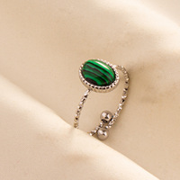 Bague en acier inoxydable 304 incrustée de pierre naturelle, plaquée argent/or, forme géométrique, tendance, pour femmes et hommes, taille ajustable, ouverture Cacao