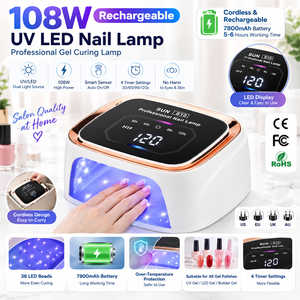 Lámpara <span class=keywords><strong>UV</strong></span> LED Recargable de 108W <span class=keywords><strong>para</strong></span> <span class=keywords><strong>Uñas</strong></span>, Inalámbrica, <span class=keywords><strong>para</strong></span> Curado de Esmalte en Gel, con Sensor Inteligente y 4 Ajustes de Temporizador, <span class=keywords><strong>para</strong></span> Salón y Uso Doméstico - Product Image 1
