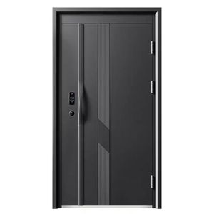 Puertas delanteras de diseño moderno para exteriores de madera de acero inoxidable de aleación de zinc antirrobo para uso comercial con cerraduras inteligentes - Product Image 5