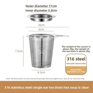 Infuseur à thé en acier inoxydable 316 à mailles extra fines avec poignées et couvercle pour thé en vrac et café – <span class=keywords><strong>Filtre</strong></span> à infuser - Product Image 6