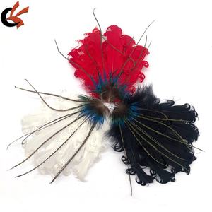 ريشة بيضاء مجعدة وسادة الزفاف عقال مع ريش الطاووس الديكور - Product Image 5