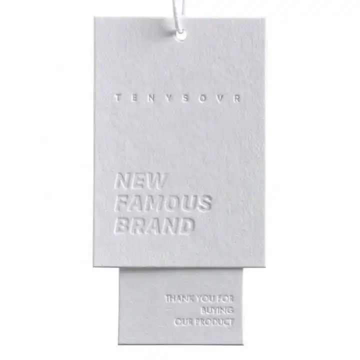 Luxury Custom Embossed Hang Tags 800GSM White Cardboard Garment