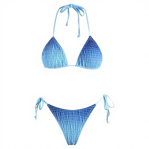 <span class=keywords><strong>JSN</strong></span> - Conjunto de Bikini de 2 Piezas con Cuello Halter para Mujer, Diseño Arrugado, Tanga, Spandex/Nylon, Transpirable, de Secado Rápido - Product Image 4
