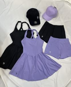 Женские дышащие спортивные комплекты с высокой талией, широкополосная Спортивная одежда для теннисного гольфа, шорты 2-в-1, эластичная юбка, индивидуальная 100% с логотипом - Product Image 4