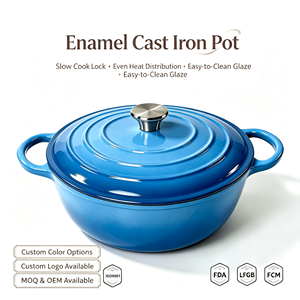Pentola Olandese Classica in Ghisa Smaltata da 4,32L, Pentola 26Mommy con Doppio Manico, Antiaderente, Durevole, Casseruola Profonda con Coperchio, Adatta al Forno, Utensile da <span class=keywords><strong>Cucina</strong></span> in Ghisa - Product Image 1