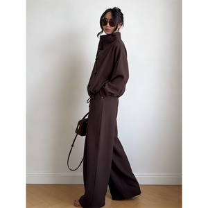 Completo Casual da Donna in Stile Cinese, Set Unico con Colletto Alto e Bottoni Frontali - Product Image 4