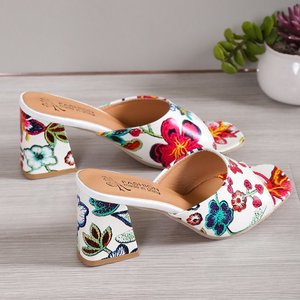 Moda con stampa leopardata fiori muli <span class=keywords><strong>sandali</strong></span> con <span class=keywords><strong>tacco</strong></span> bianco nero per <span class=keywords><strong>donna</strong></span> taglia 43 estate tacchi spessi <span class=keywords><strong>donna</strong></span> - Product Image 3