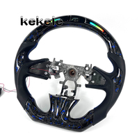 Volant en fibre de carbone forgée bleue avec LED pour Infiniti Q50, compatible Q60 Q70 G37 F35 2014-2018, haute qualité, personnalisation possible