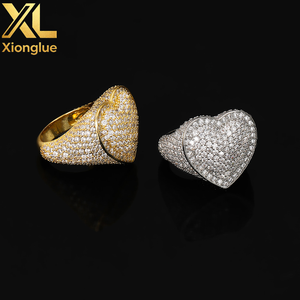 Wholesale High Quality 18K Gold Plated Hip Hop Heart <b>Ring</b> Unisex Natural Stone Personality Fashion Jewelry Wedding Party - Product Image 6