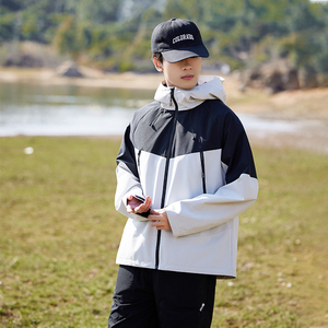 แจ็กเก็ตกลางแจ้งชั้นเดียวสำหรับออกไปข้างนอกในฤดูใบไม้ผลิเสื้อโค้ทสำหรับเด็กใส่สบายกีฬากลางแจ้งขี่รถปีนเขาโลโก้ตามสั่ง - Product Image 3