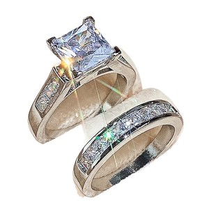 Anello Unisex con Pietra Quadrata Stile Pave Completo, Tono Argento, Fascia Chiusa, Gioiello da Dito alla Moda - Product Image 5