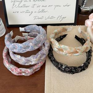 ที่คาดผมลูกปัดหลากสีแบบแฮนด์เมดสไตล์ฝรั่งเศสสำหรับผู้หญิงพิมพ์ลายดอกไม้หวาน - Product Image 4