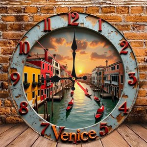 Round Wooden Wall <b>Clock</b> 25x25cm <b>Silent</b> Non Ticking Indoor Decor For Hotel Room - Product Image 4