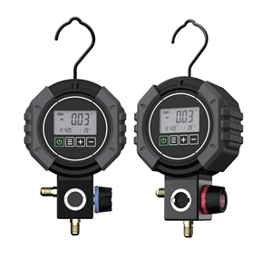 Manomètre numérique à pression unique, type valve, pour <span class=keywords><strong>recharge</strong></span> de réfrigérant CVC, testeur avec tuyau de charge de 1,5 m, corps en aluminium pour climatisation - Product Image 2