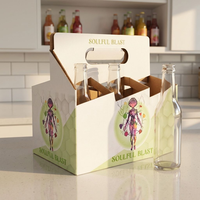 Carton d'expédition de boissons imprimé avec logo personnalisé, 4, 6 ou 12 packs avec poignée pour l'emballage de bouteilles de jus, de bière et de soda