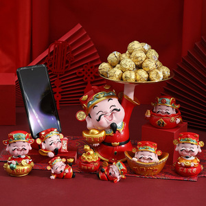 Yu Mo God Of Wealth Candy Tray Multi Functional Decorative <b>Ornament</b> Phone Holder <b>Car</b> Decoration Gift - Product Image 1