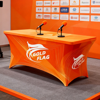 Housse de table en spandex de style traditionnel personnalisée, événements, logos de marque rapides, extensible, portable, tables rectangulaires de 8 pieds, tout numérique