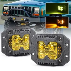 OVOVS Waterproof Yellow Lens Solid Strobe Spot Flood Driving Cube Lights Flush Mount Side Shooter Pods