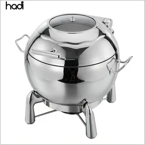 HADI catering kitchen 304 stainless steel kitchen pot soup warmers silver hydraulic food warmer buffet station with glass lid