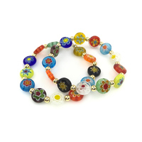 Pierres rondes et plates en verre de Murano, 5/6/8/10/12mm, perles fleurs faites à la main pour bricolage, colliers, Bracelets, bijoux