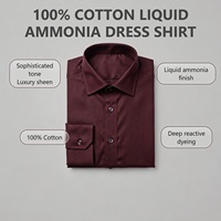 Chemise habillée moderne 100 % coton pour homme, col évasé, noir cerise, personnalisable avec logo, traitement à l'ammoniaque liquide