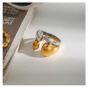 Chunky Punk Anneaux 18K PVD Plaqué Or En Acier Inoxydable Non-Ternir Étanche Anneau Irrégulier Bijoux pour Femmes - Product Image 2