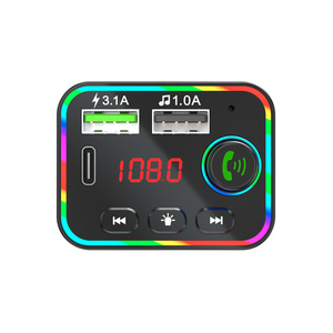 Transmisor FM F4 para coche, retroiluminación colorida, adaptador de Radio FM inalámbrico, soporte manos libres, tarjeta TF, reproductor de MP3, cargador USB PD - Product Image 3
