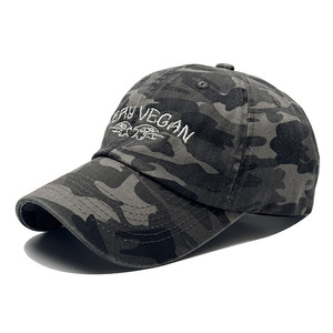 Cappellino da Baseball mimetico molto vegano cappello da camionista ricamato vegano cappello da papà mimetico berretto da strada OED/ODM - Product Image 5
