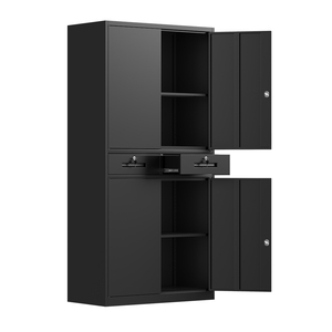 Archivador de Hierro Negro, Mueble de Almacenamiento Metálico con Cajones y Estantes Ajustables <span class=keywords><strong>para</strong></span> Garaje, <span class=keywords><strong>Oficina</strong></span>, Aula - Product Image 1