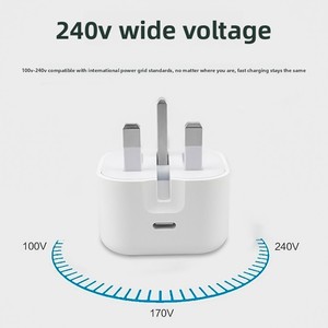 Adaptador de Viaje con Enchufe UK de 20W 35W 40W, <span class=keywords><strong>Cargador</strong></span> Rápido PD 3.0 Tipo-C para <span class=keywords><strong>iPhone</strong></span> 15-<span class=keywords><strong>11</strong></span> Pro, Adaptador de Corriente Plegable - Product Image 4