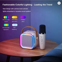 Mesin Karaoke Blue Tooth K12 Portabel Sistem Speaker PA 5.3 1-2 Mikrofon Kondensor Nirkabel Plastik untuk Bernyanyi di Rumah Keluarga