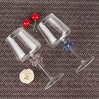 Verre à vin à pied en borosilicate, fait main, coloré rose et bleu, avec nœud, gobelet transparent pour vin rouge et cocktails, 420 ml