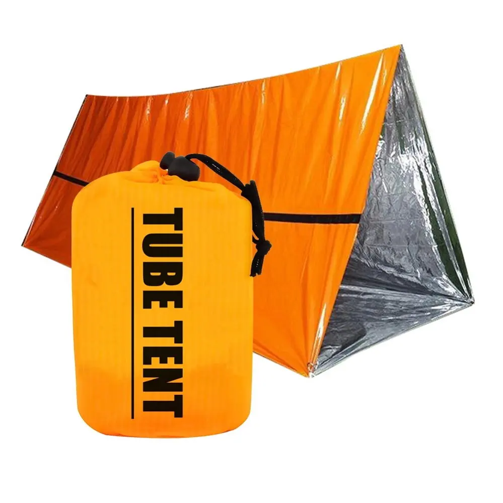 Набор для выживания Bivy, аварийное укрытие с свистком для выживания, полиэтиленовый материал, 2 человека, 8X5 футов, майларовая палатка
