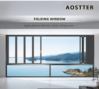 Fenêtre pliante en aluminium AOSTTER Hurricane Impact Houses, style auvent, ventilation, économie d'énergie, haute sécurité, coulissante
