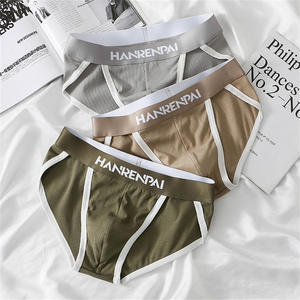 Tiktok personnalisé simple sexy gay hommes sous-vêtements respirant coton solide haute fourche slips boxeurs noirs taille basse slip pour <span class=keywords><strong>jeunes</strong></span> hommes - Product Image 1