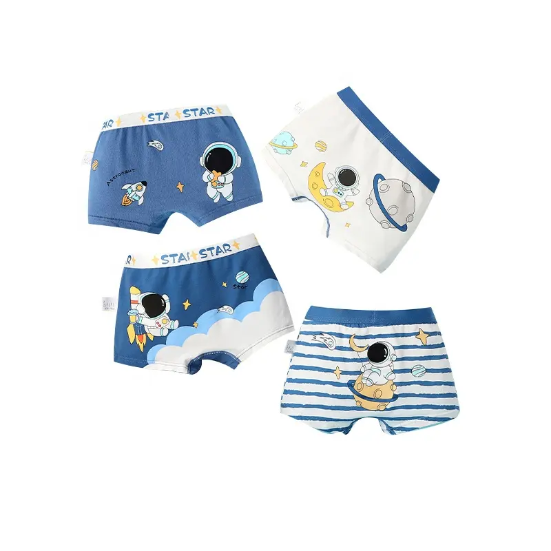 4pc Kids Boys Underwear Cartoon Children's Shorts Panties for Baby Boy Toddler Boxers Spaceman 2023 Teenagers Cotton Underpants